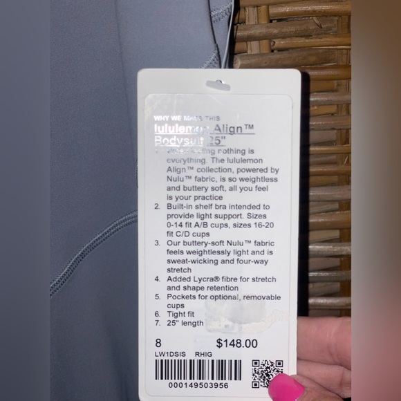 #64 NWT Lululemon Align Bodysuit 25"
Rhino Grey Sz 8 - Picture 7 of 7